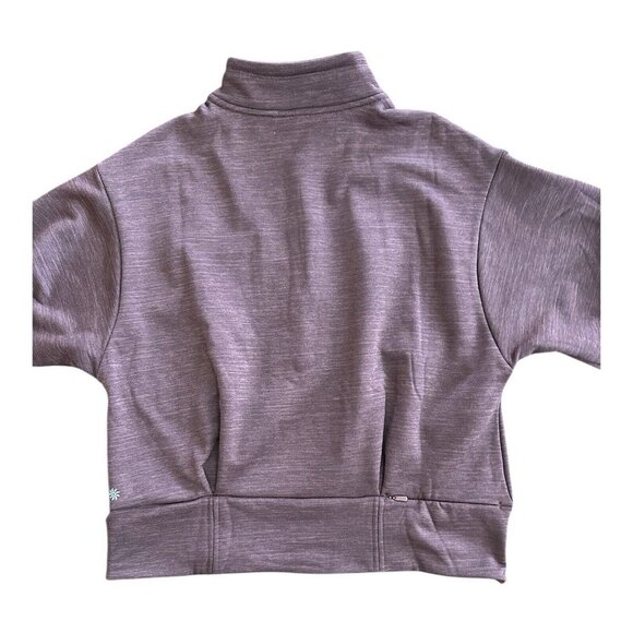 NWT Athleta 1/4 Zip Pullover Brown Large Zipped Pocket Stretch Comfort Active - Picture 9 of 11